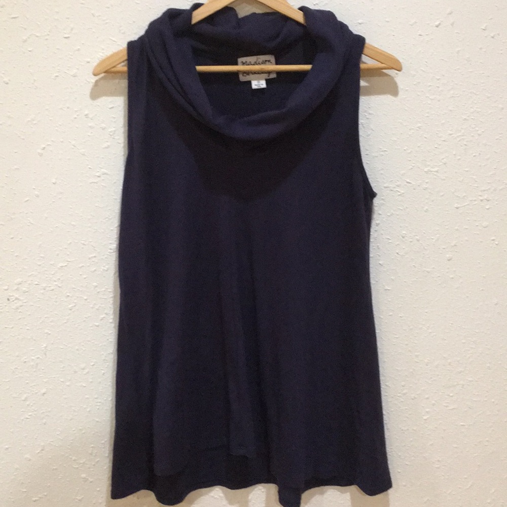 Madison & Berkeley Small Cowl Neck Tank Navy